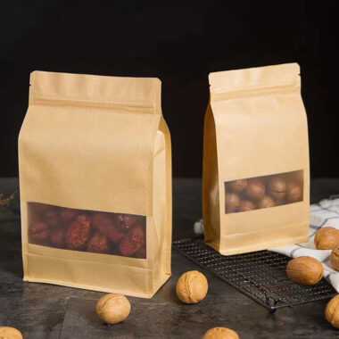 Eco kraft snack pouch with clear transparent window