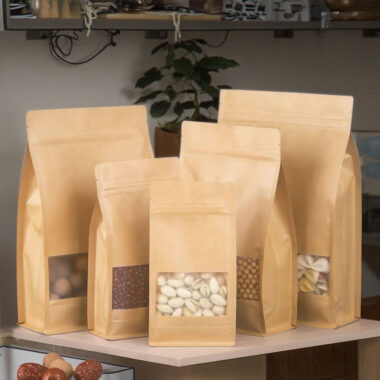 Eco kraft snack pouch with clear transparent window