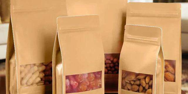 Eco kraft snack pouch with clear transparent window