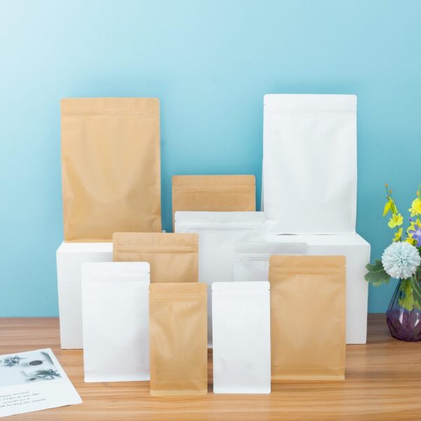 Food-grade kraft snack pouch with secure zipper seal