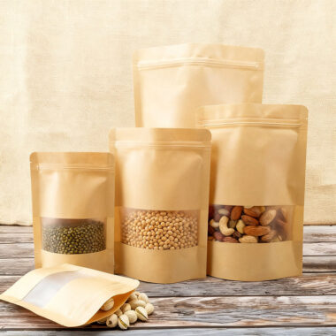 Food-grade kraft zipper pouch with transparent window