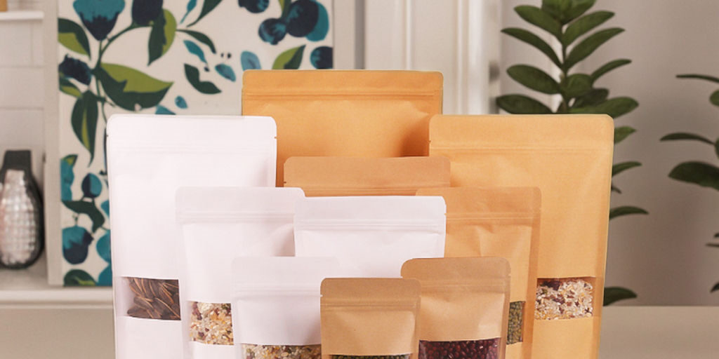 Food-grade kraft zipper pouch with transparent window