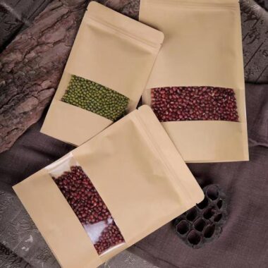 Food-grade kraft zipper pouch with transparent window