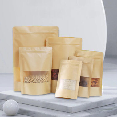 Food-grade kraft zipper pouch with transparent window