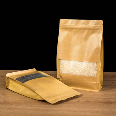 Kraft zipper food pouch with clear window and secure seal