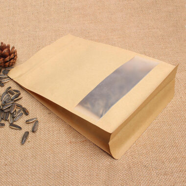 Kraft zipper food pouch with clear window and secure seal