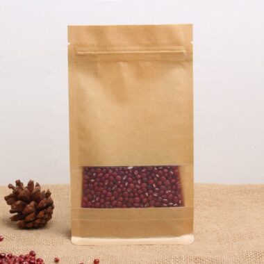 Kraft zipper food pouch with clear window and secure seal