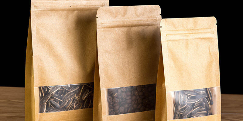 Kraft zipper food pouch with clear window and secure seal