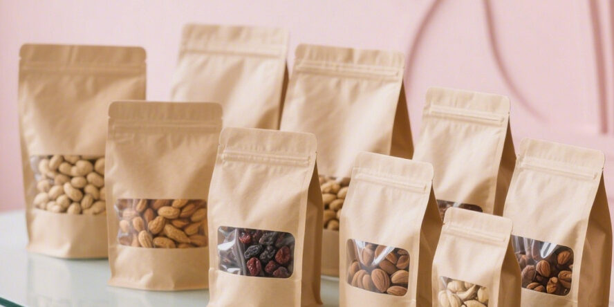 Kraft candy and dry food pouch with clear window