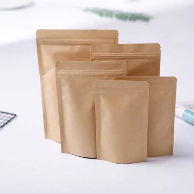 Kraft food pouch with strong zipper seal for packaging