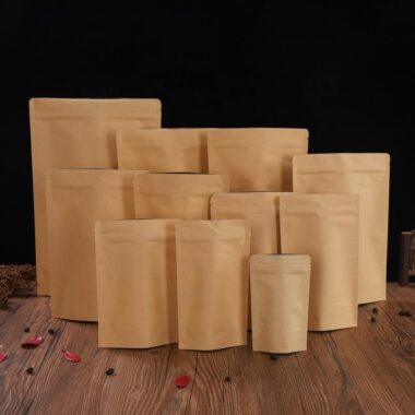 Kraft food pouch with strong zipper seal for packaging