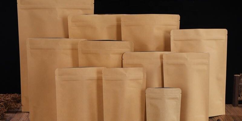 Kraft food pouch with strong zipper seal for packaging