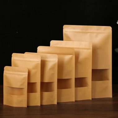 Kraft stand-up pouch with window and resealable zipper