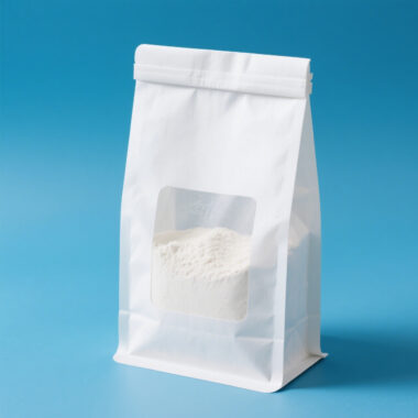 White kraft food pouch with clear window for packaging