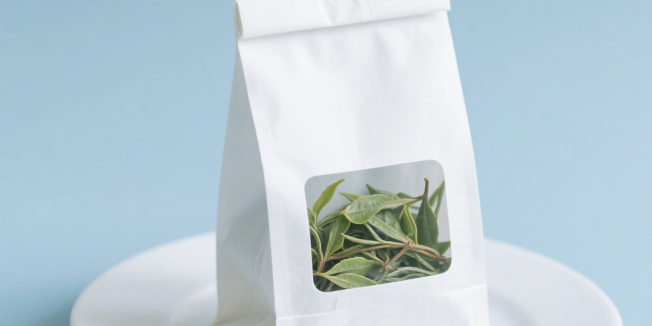 White kraft food pouch with clear window for packaging