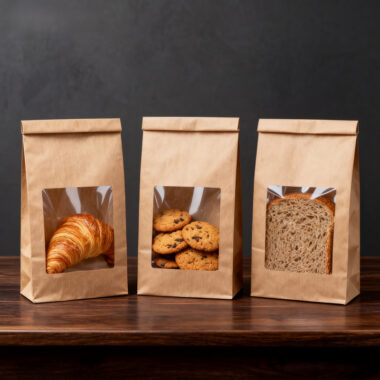 Kraft window pouch for cake and candy nut food packaging