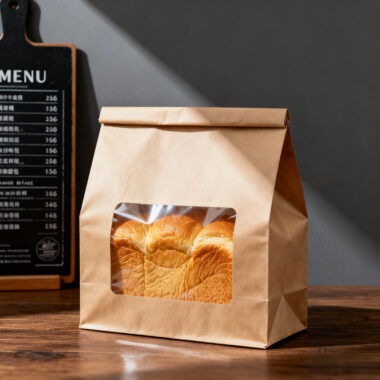 Kraft window pouch for cake and candy nut food packaging